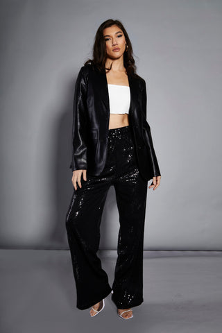 Glamorous Studio Black PU Blazer Jacket