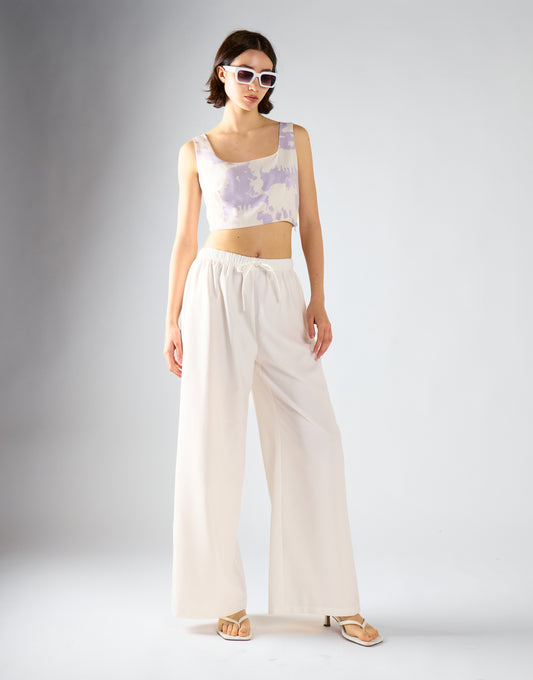 Glamorous Misty Lilac Abstract Crop Top