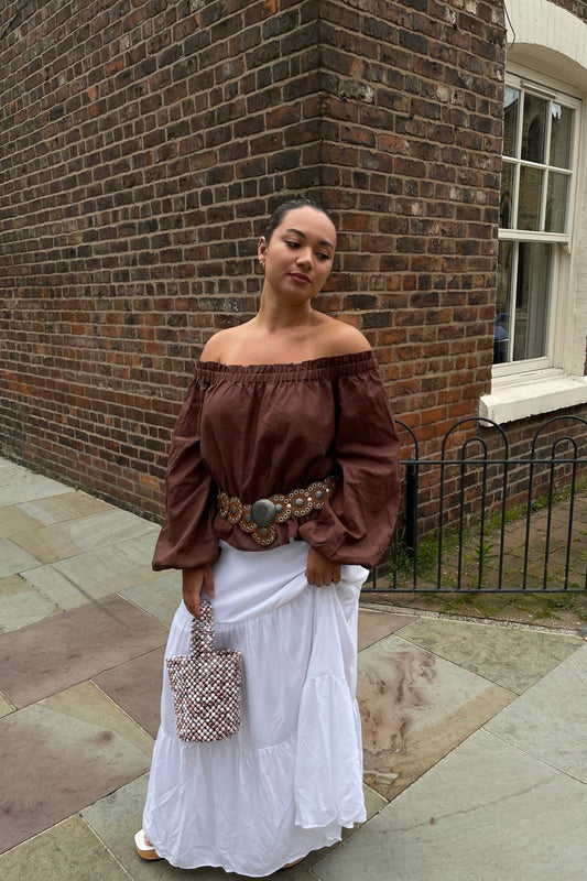 White Tiered Maxi-Skirt