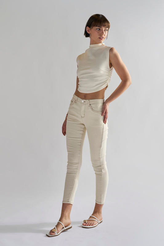 Ecru High Waisted Skinny Jeans