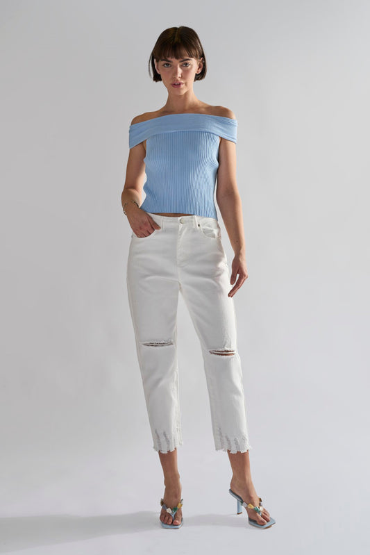 Off-White Ripped Cropped-Jeans