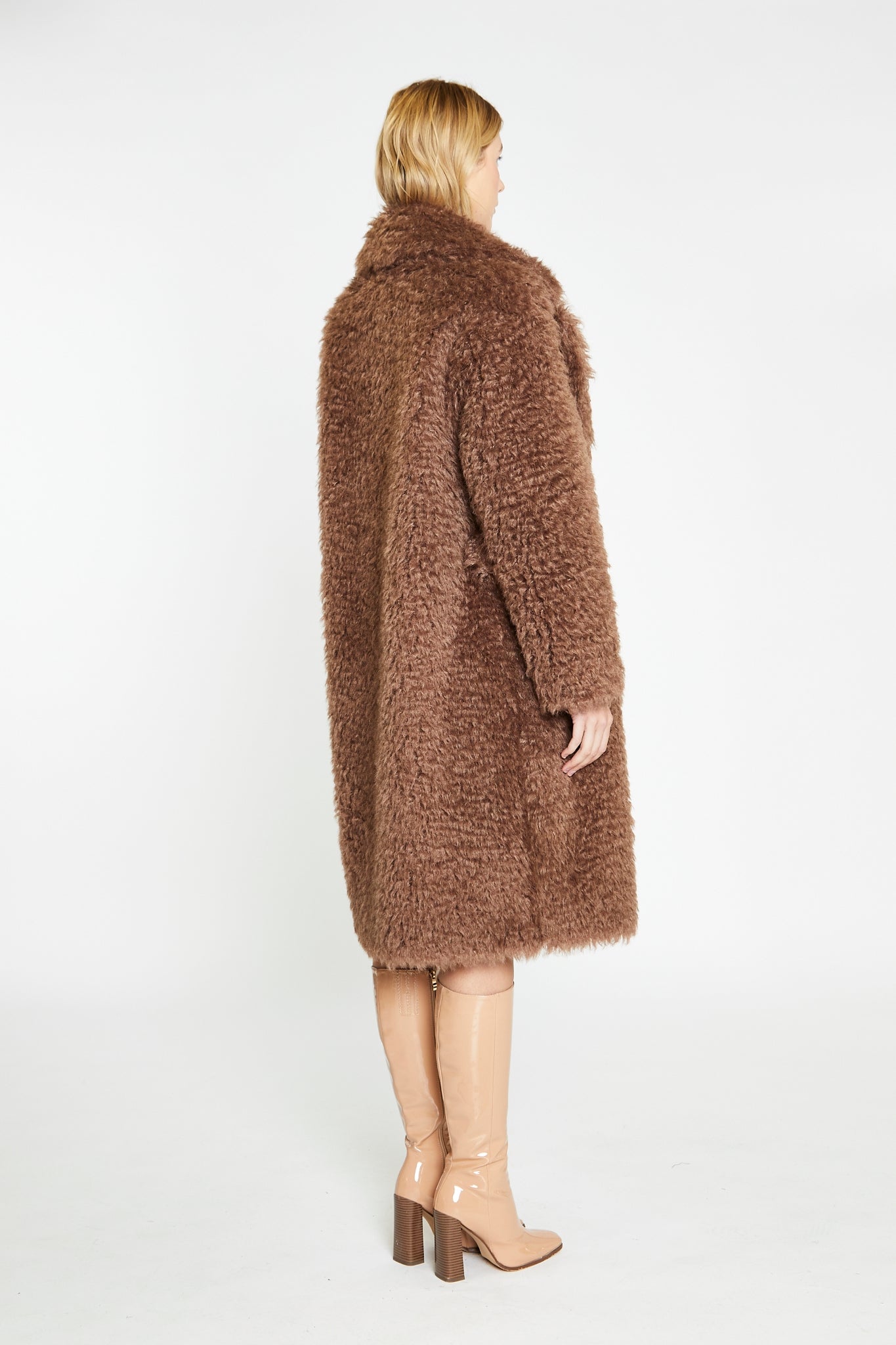 Walnut Faux-Fur Midi-Coat