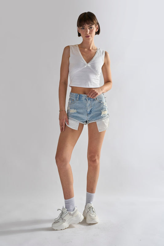 Glamorous Bleach Stonewash Denim Shorts