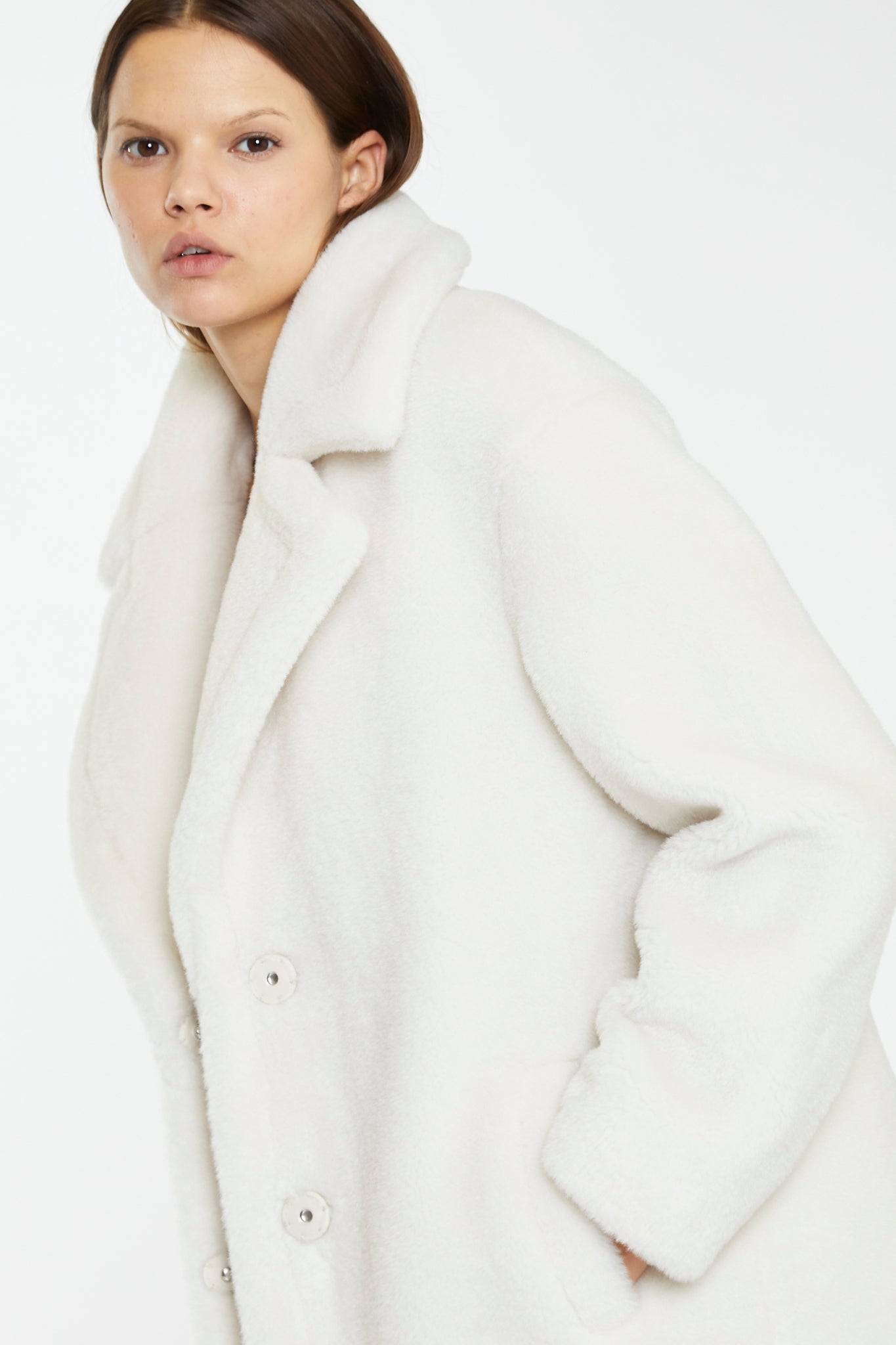 Winter White Longline Faux Fur Coat