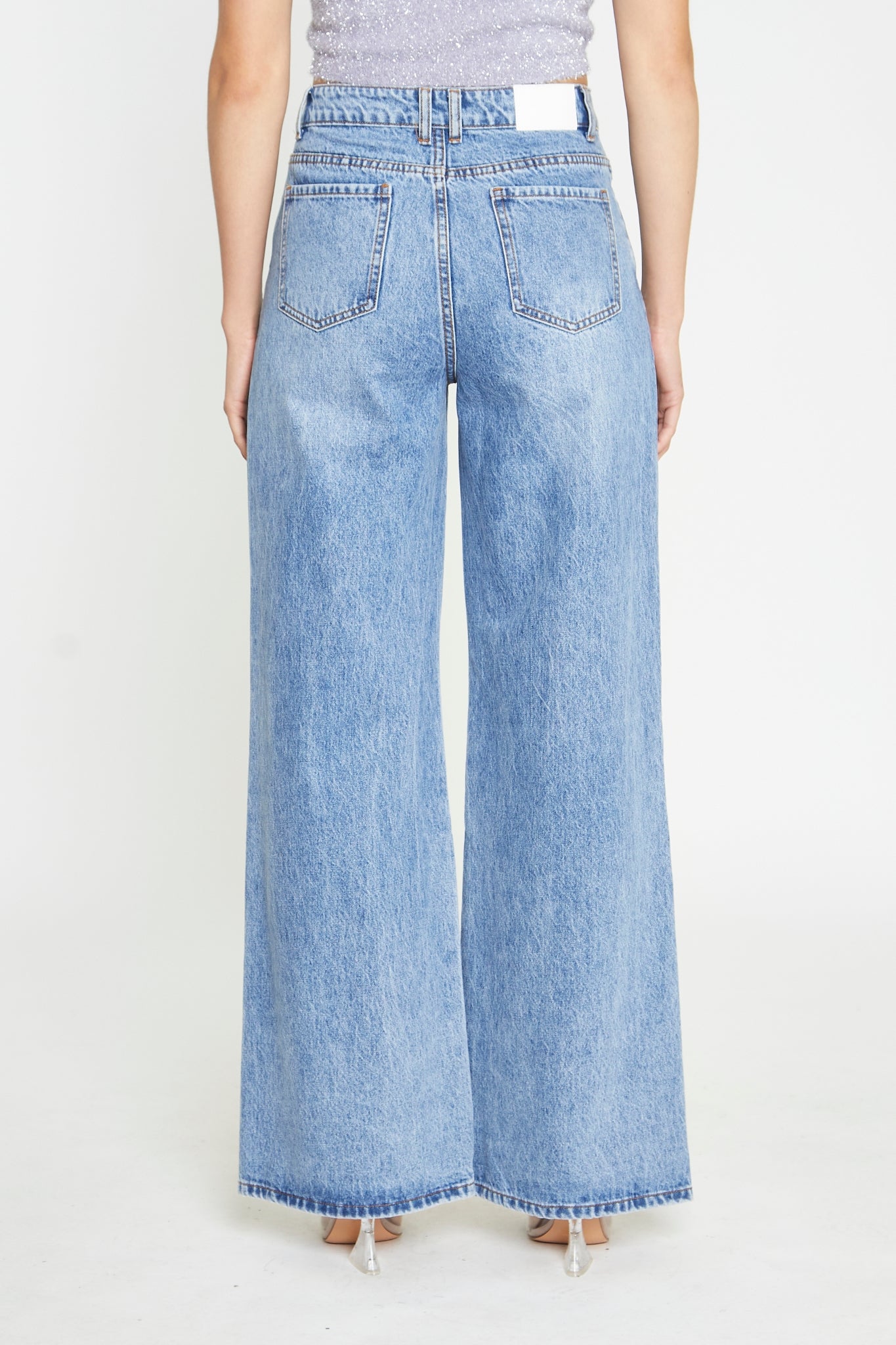 Mid Stonewash Wide-Leg Jeans