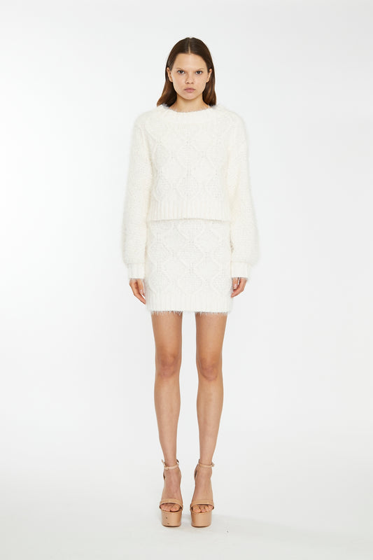 Glamorous Off White Knit Long Sleeve Jumper