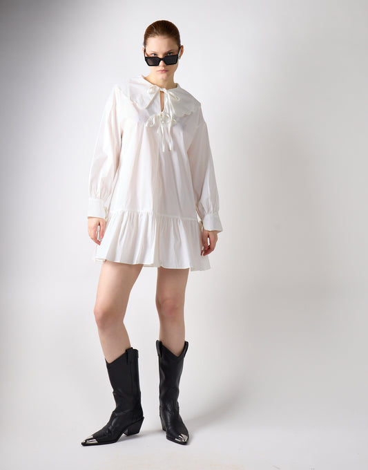 Off White Shirt Mini-Dress