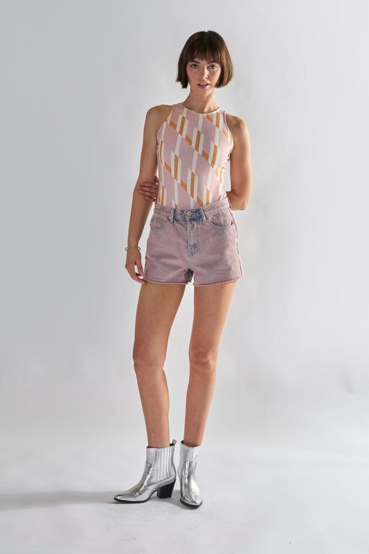 Glamorous Retro Geo High Neck Bodysuit