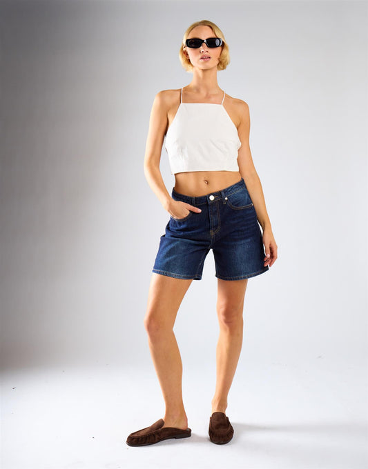 Tie Back Detail Crop Top - White