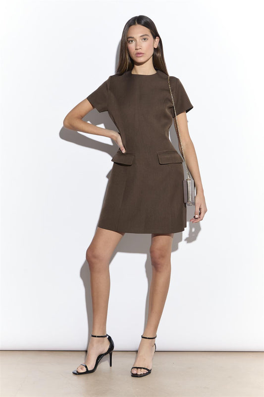 Brown Tailored Mini Dress