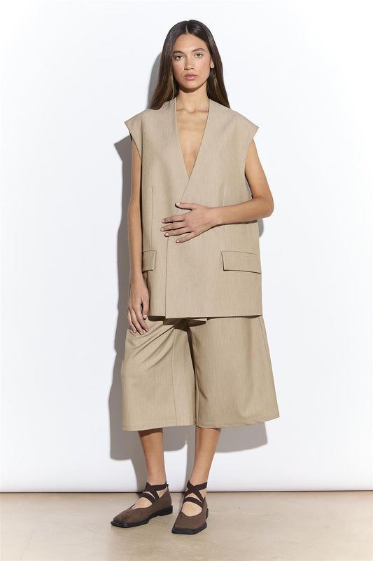 Sand Sleeveless Blazer