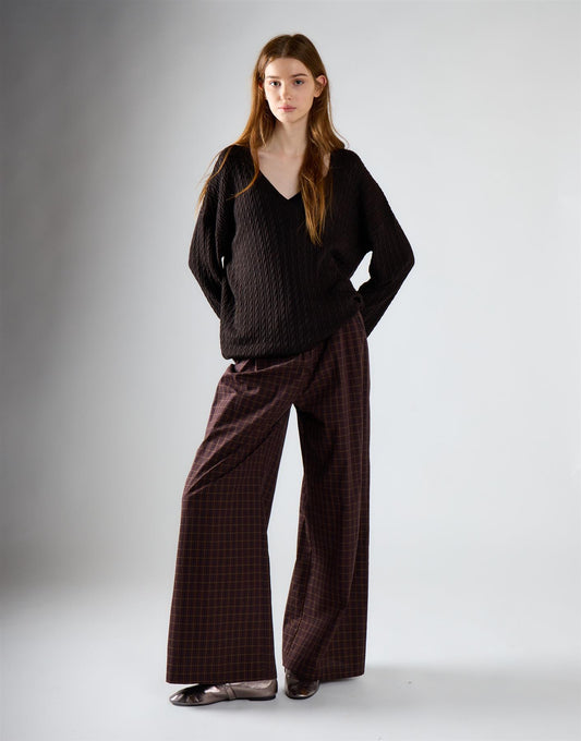 Deep Brown Lightweight Cable Sweater