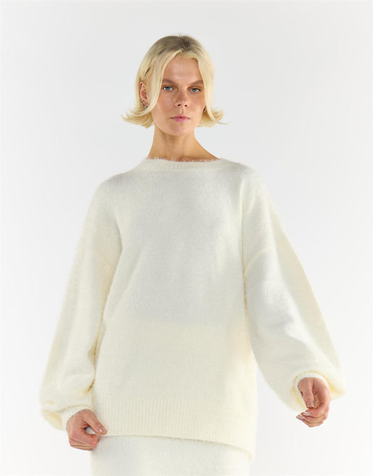 Cream Crew Neck Long Sleeve Cosy Jumper