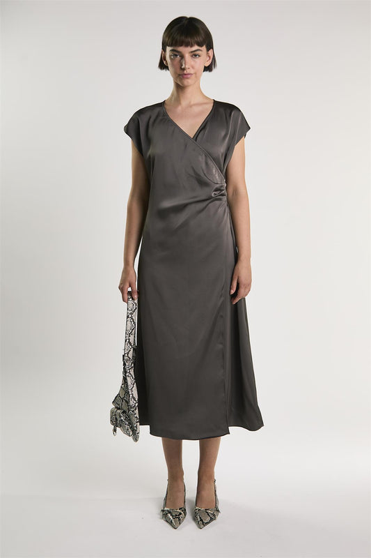 Bitter Chocolate Midi Wrap Dress