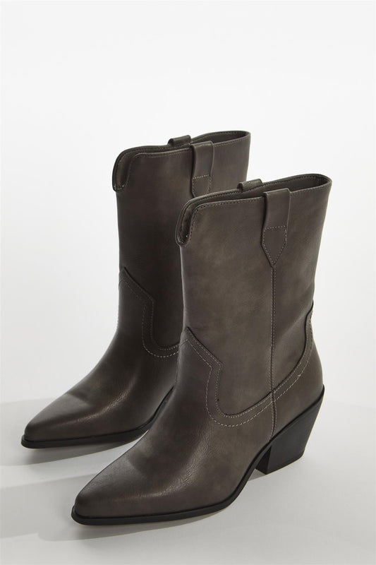 Washed-grey Cowboy Ankle Boots