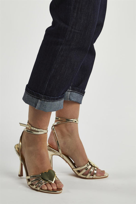 Gold Heart Strappy Heels