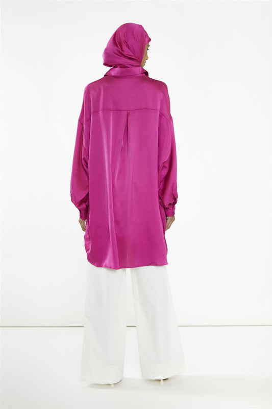 Fuchsia Shirt Hi-Low-Dress