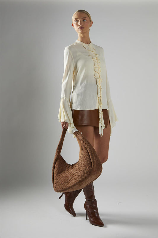 Cream Flared-Sleeve Blouse