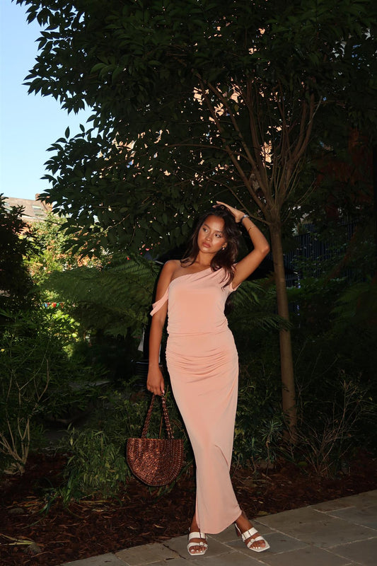 Soft-Terracotta Slim-Fit Maxi-Skirt