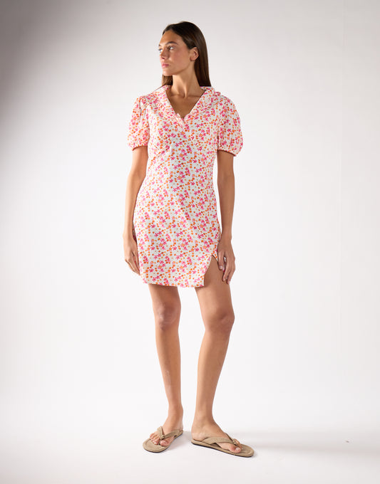Glamorous Watercolour Ditsy V-Neck Side Split Mini Dress