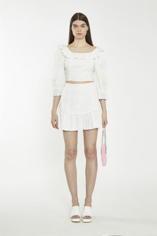 Off-White Lace-Frill Crop-Top