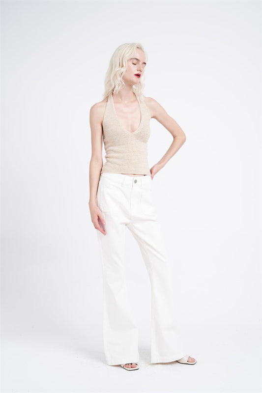 Stone Plunge Halter-Neck-Top