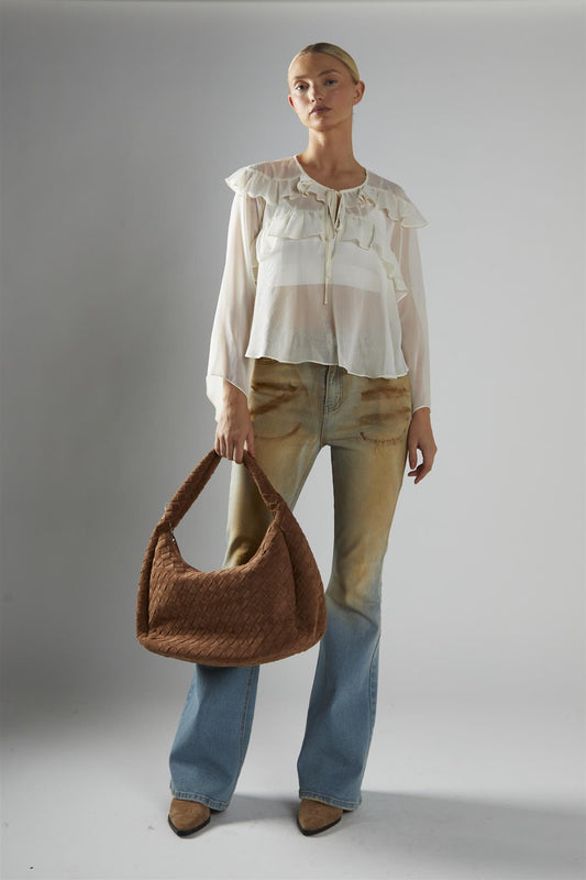 Cream Ruffle Blouse