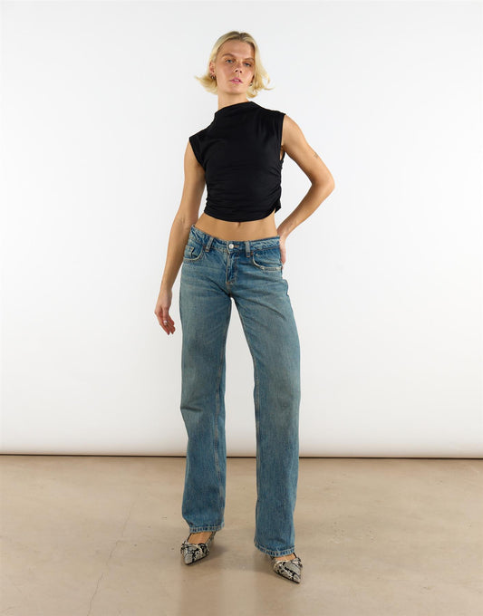 Black High Neck Crop Top