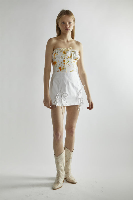 Marigold Floral Corselette Crop-Top