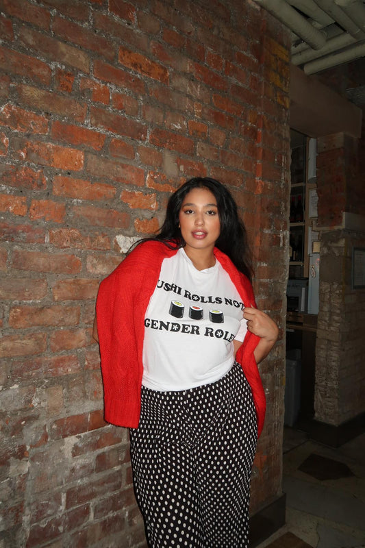 White Gender roll T shirt