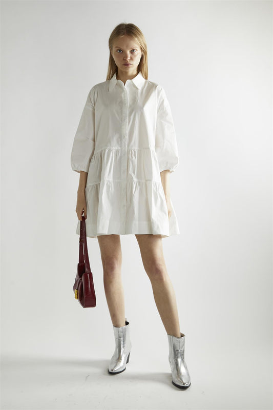 Off-White Collared Skater Mini-Dress