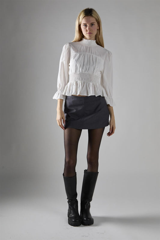 Off White High Neck Crop-Top