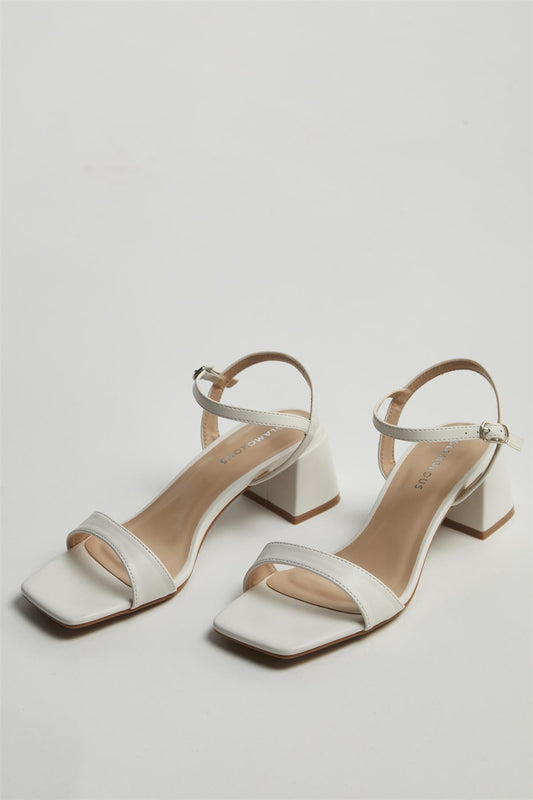 White Low Block-Heel Sandals
