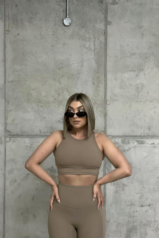 Signature Criss-Cross Back Crop Top - Cocoa