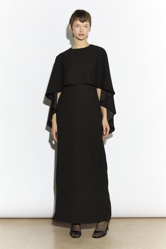Cape Maxi Dress - Black
