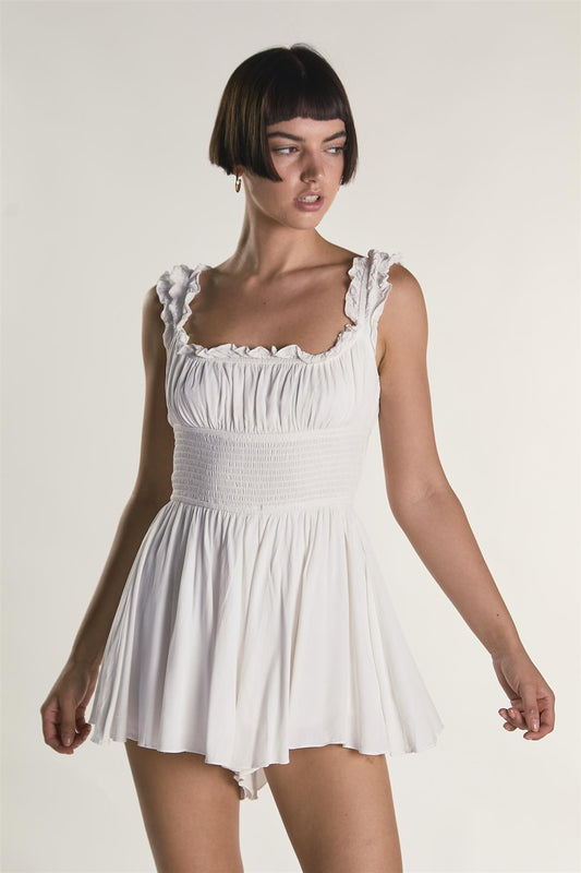 Elasticated Waistband Square Neck Playsuit