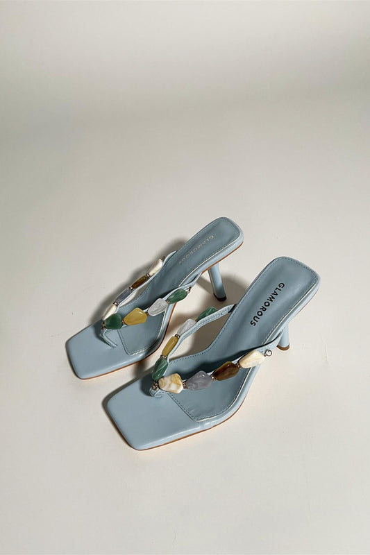 Baby-Blue Gemstone Sandals