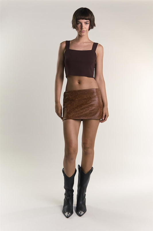 Chocolate-Brown Square-Neck-Top