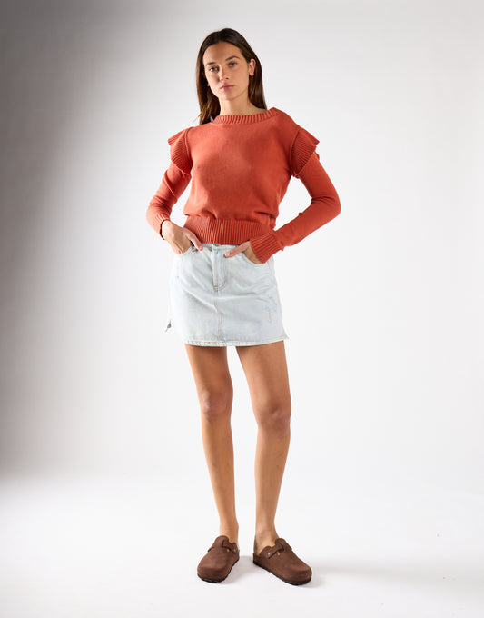 Light Antique Bleach Denim Mini-Skirt