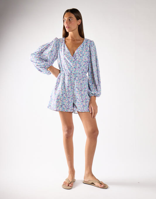 Glamorous Lilac Blue Ditsy Playsuit