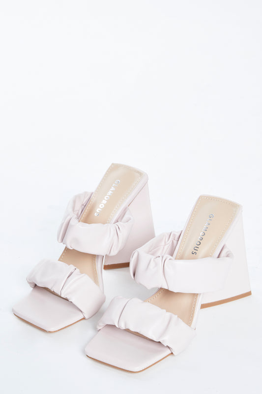 Glamorous Pink Flared Block Heel Mules