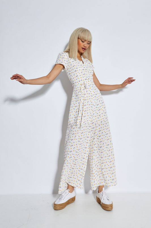 Glamorous Space Out Ditsy V- Neck Jumpsuit