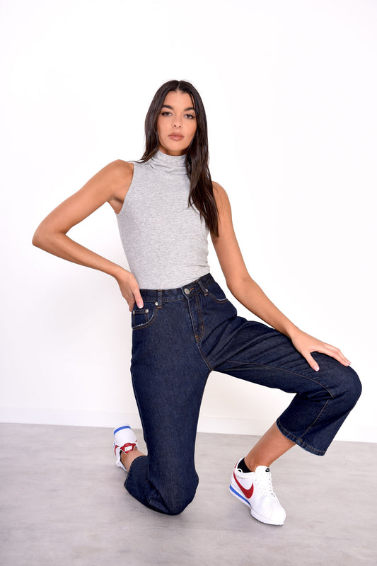 Glamorous Dark Blue High Waisted 3/4 Length Jeans
