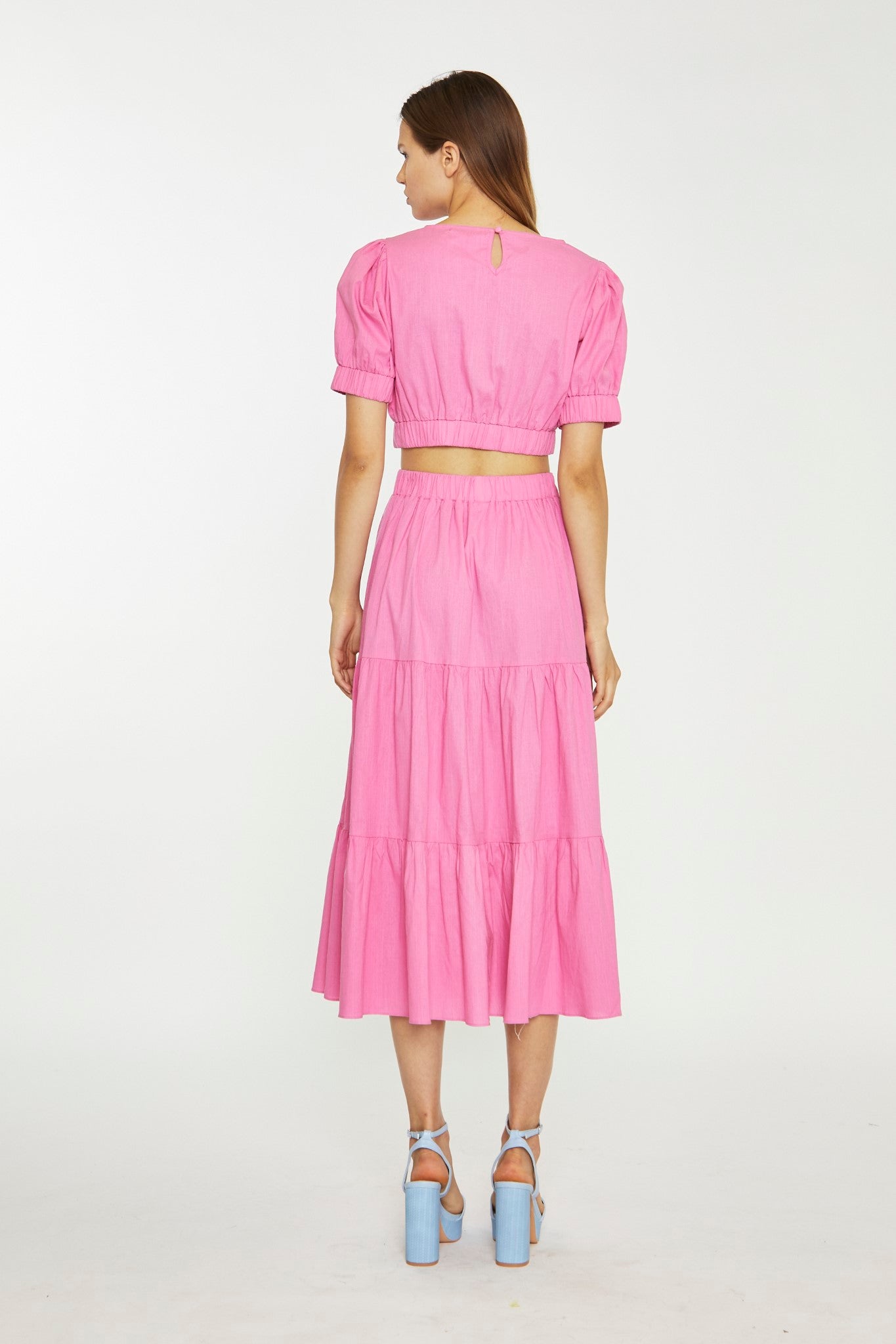 Azalea Puff Sleeve Crop-Top (PINK)