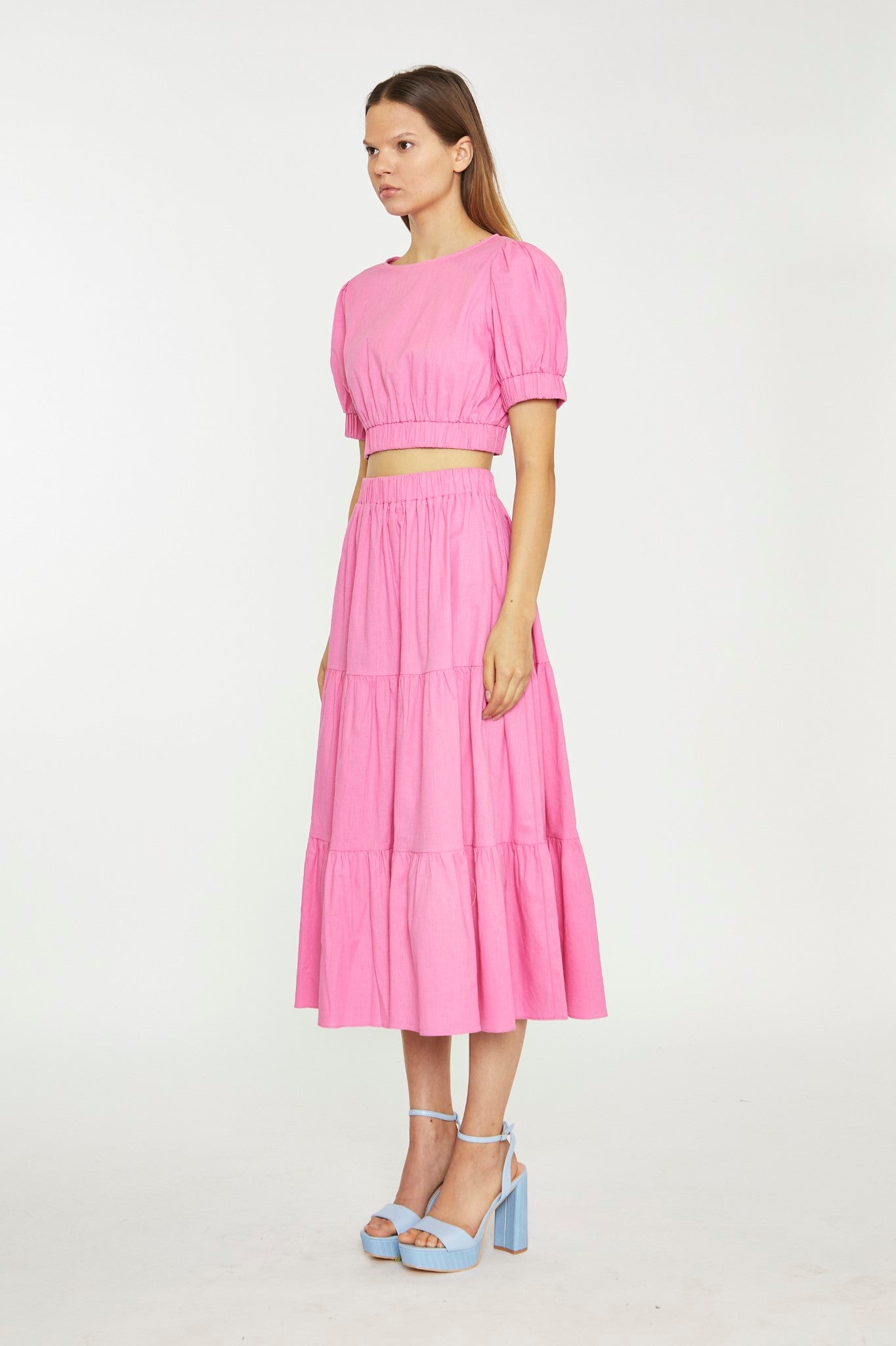 Azalea Puff Sleeve Crop-Top (PINK)