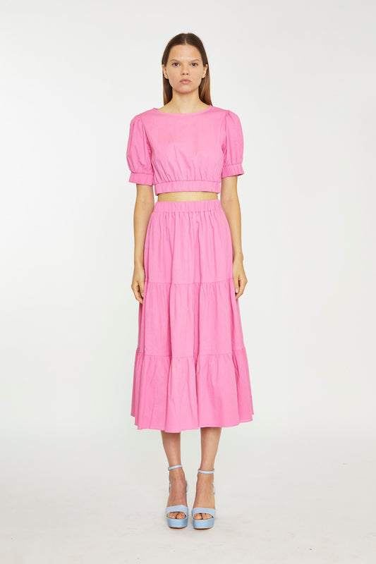 Azalea Puff Sleeve Crop-Top (PINK)