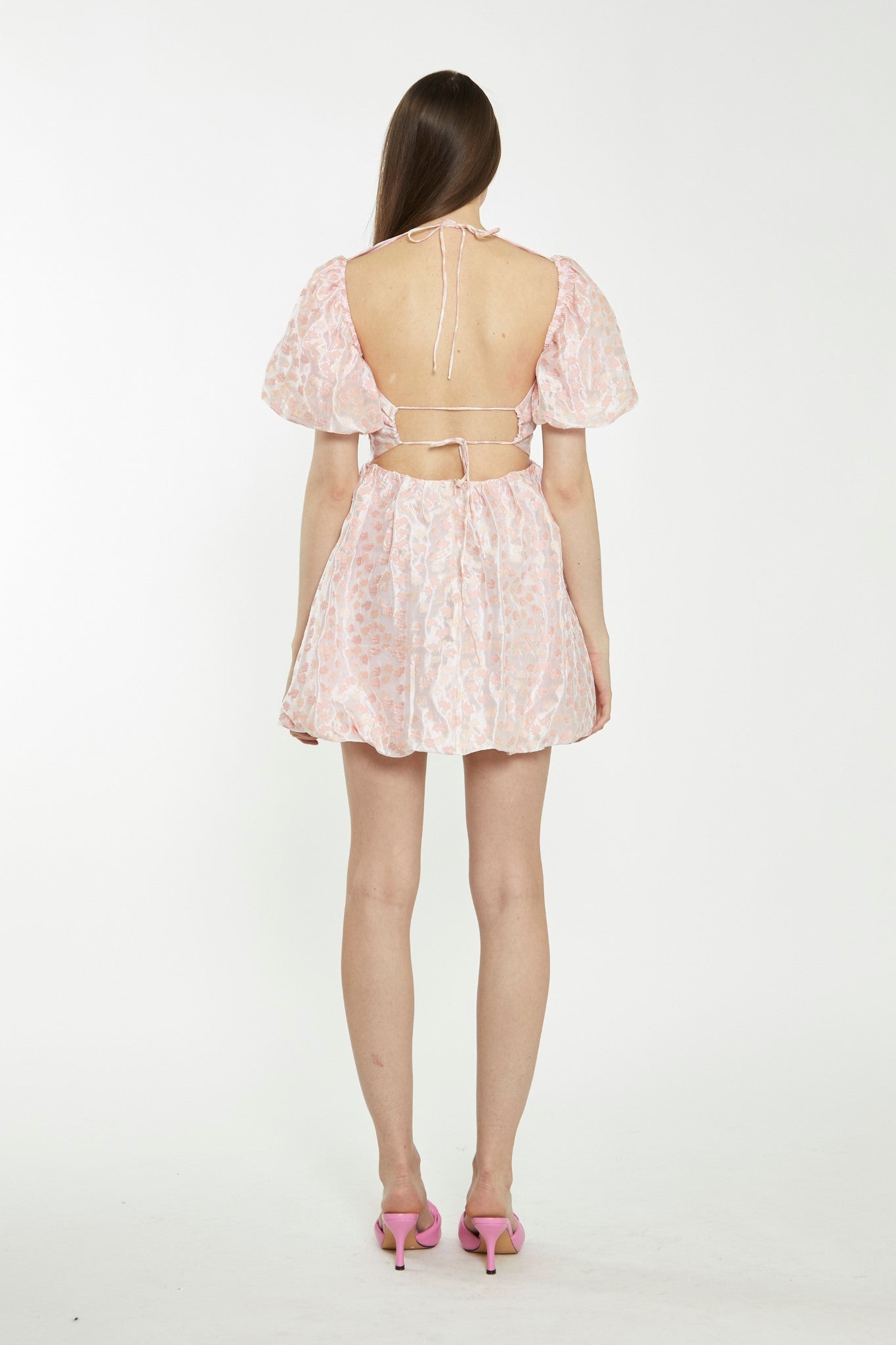 Pink Flower Organza Mini Dress