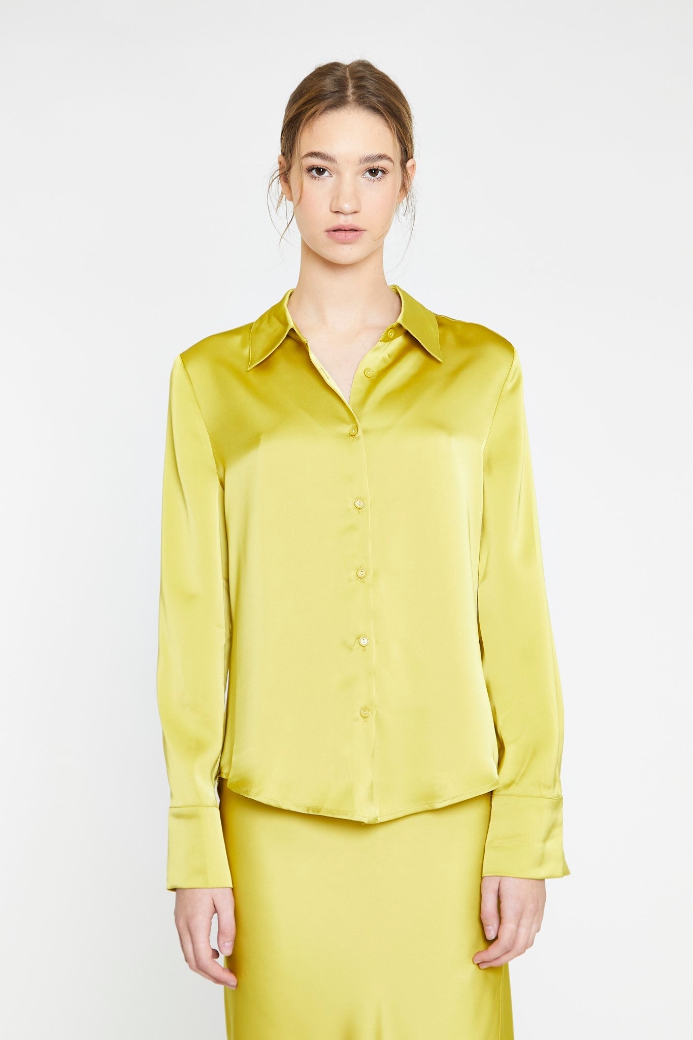 Chartreuse Satin Classic Shirt