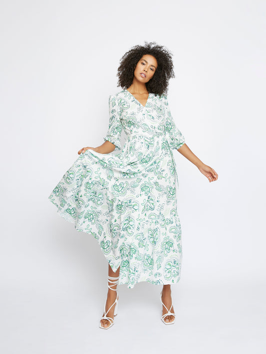 Glamorous Floral Leaf Cotton Midi Dress
