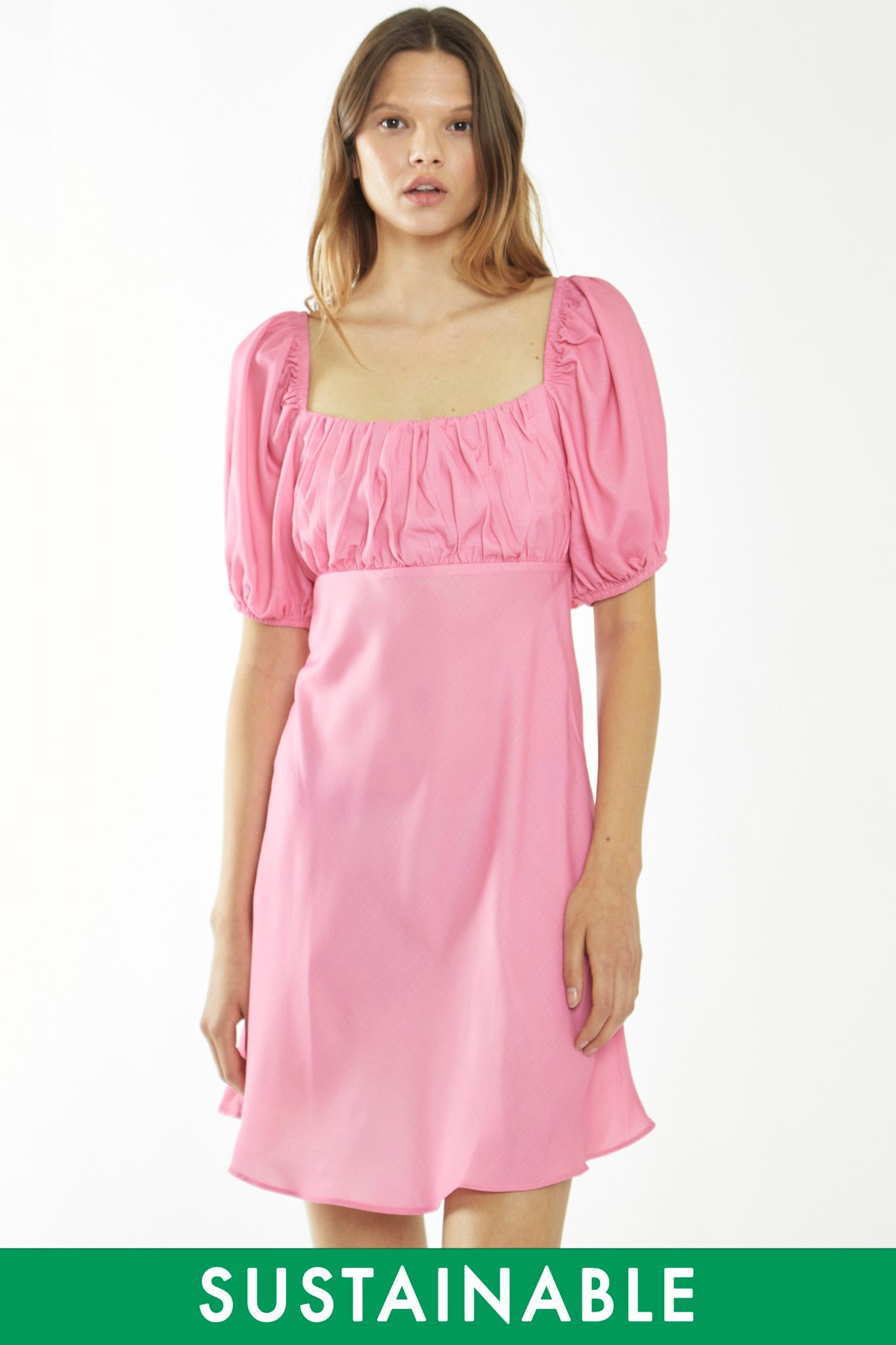 Candy-Pink Tie Back Mini-Dress